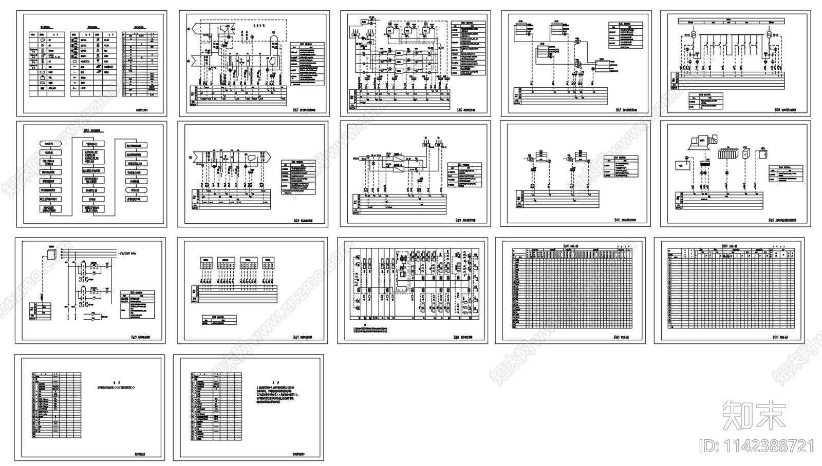 BAS空调自控监控系统cad施工图下载【ID:1142388721】