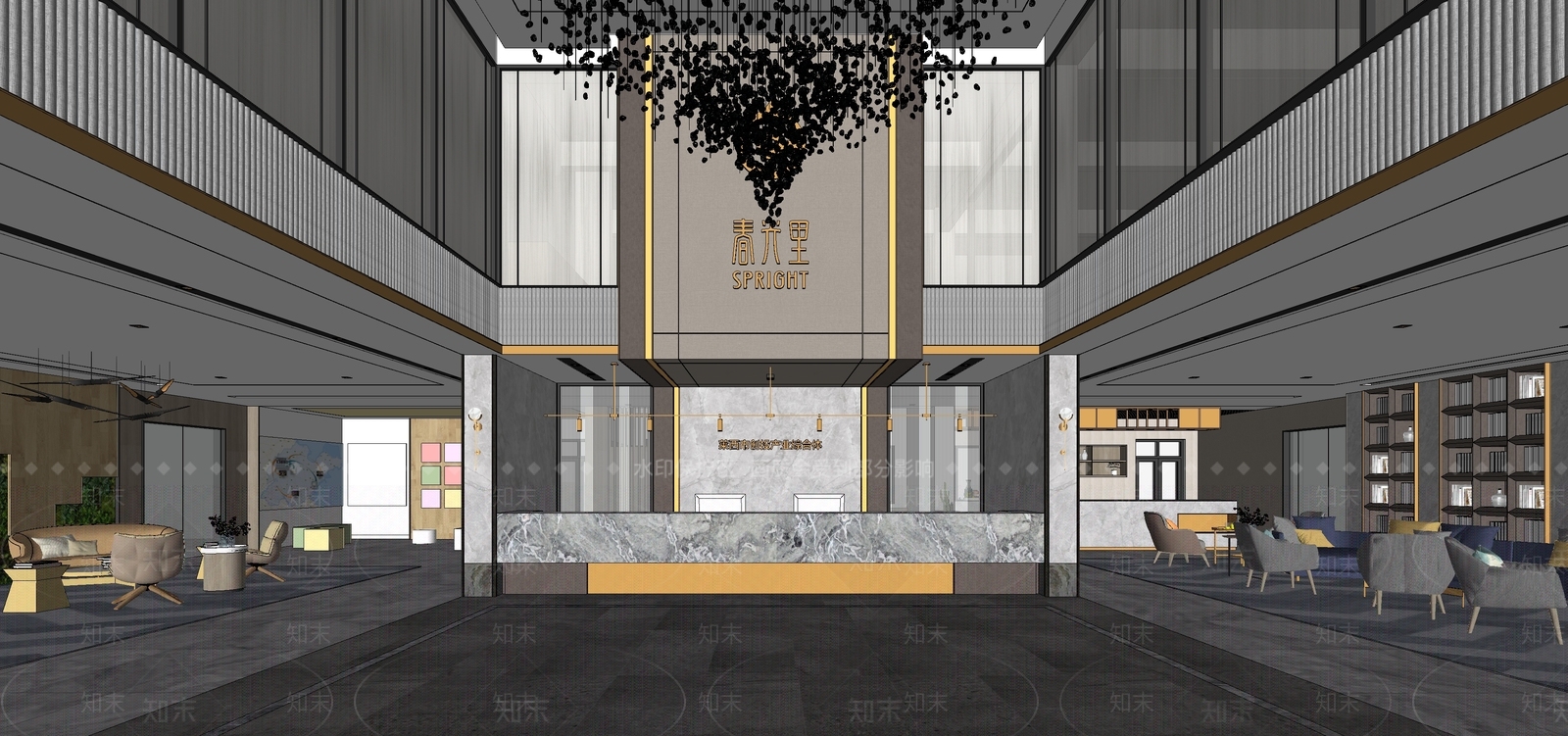 现代公司大堂SU模型下载【ID:1142392980】
