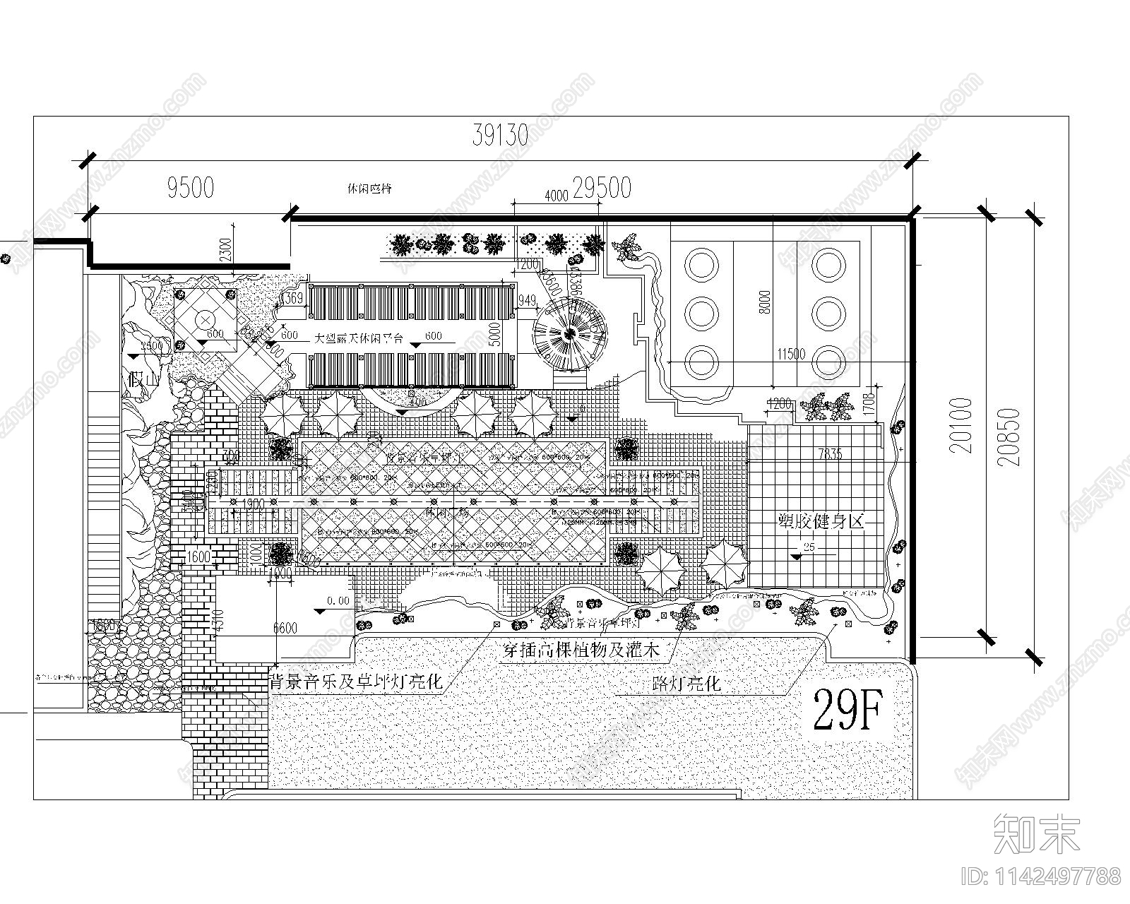 公寓屋顶花园全套cad施工图下载【ID:1142497788】