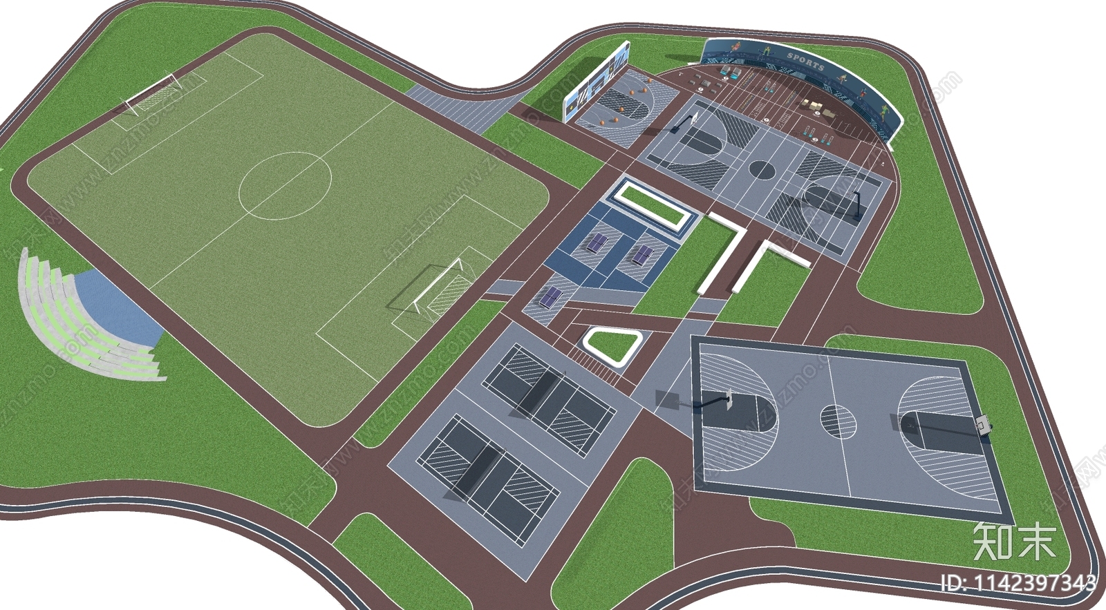 现代足球场SU模型下载【ID:1142397343】