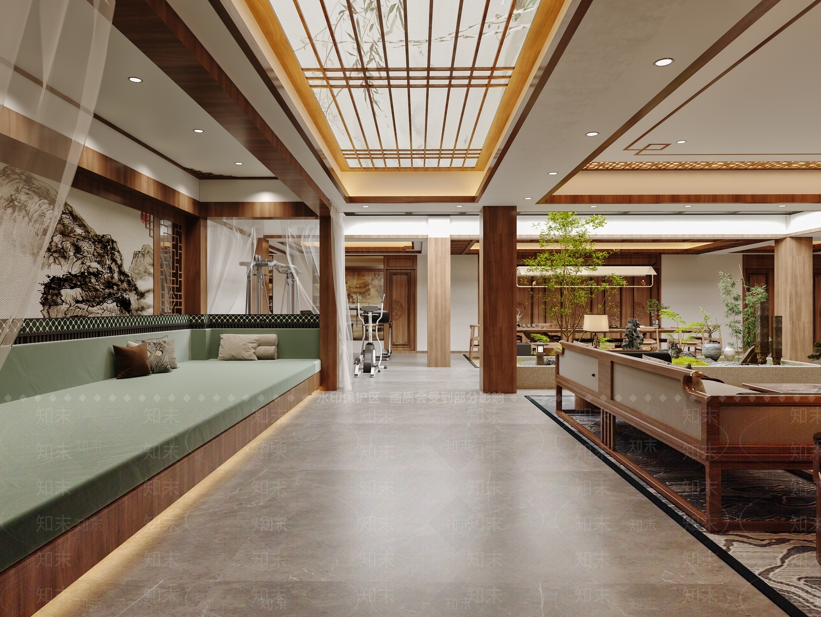 新中式家居健身房3D模型下载【ID:1142402219】_知末3d模型网