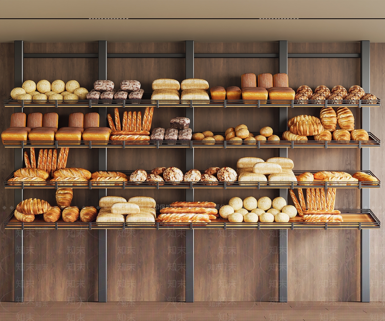 面包组合SU模型下载【ID:1142409961】