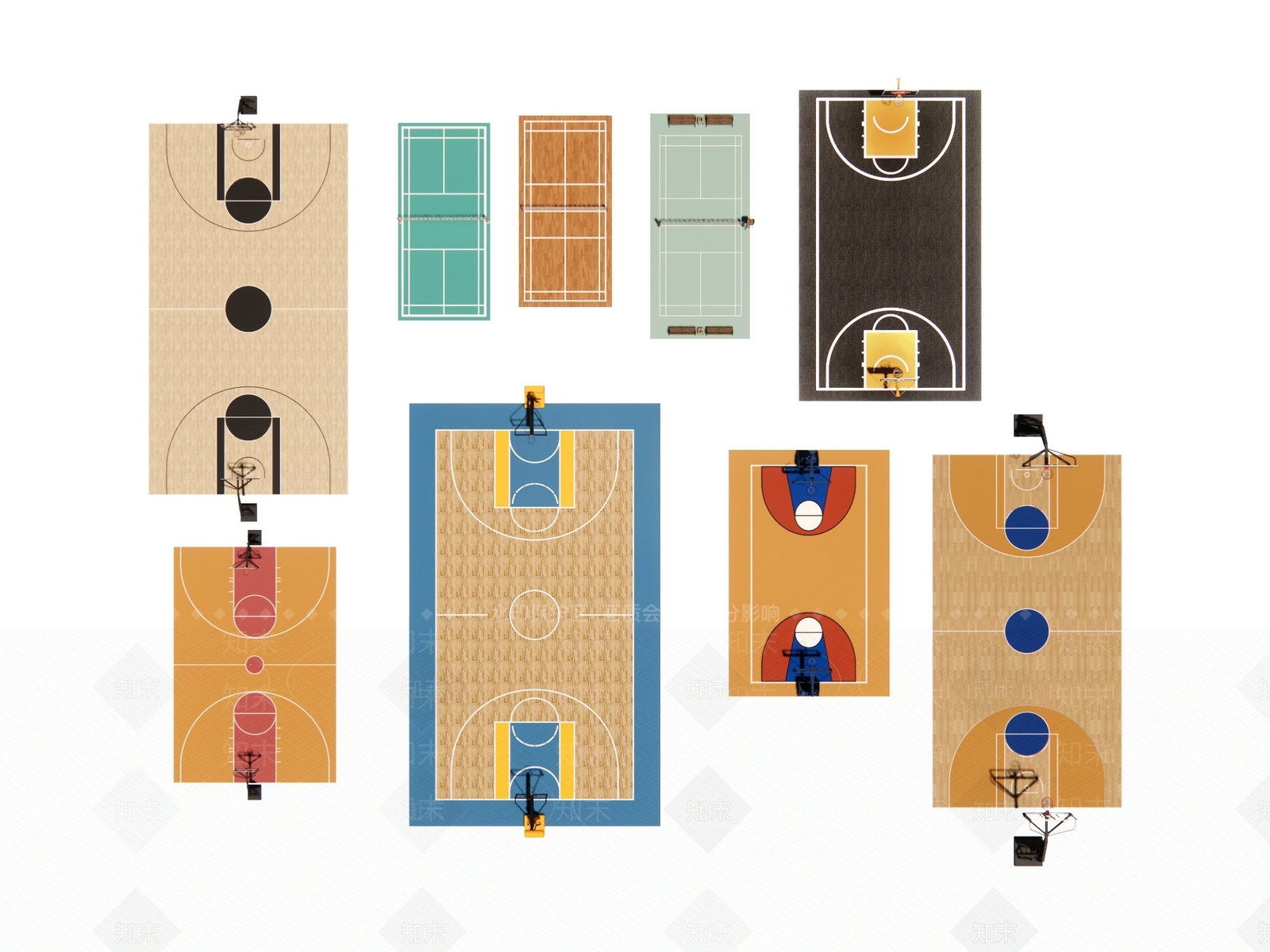 户外篮球场地3D模型下载【ID:1142478311】