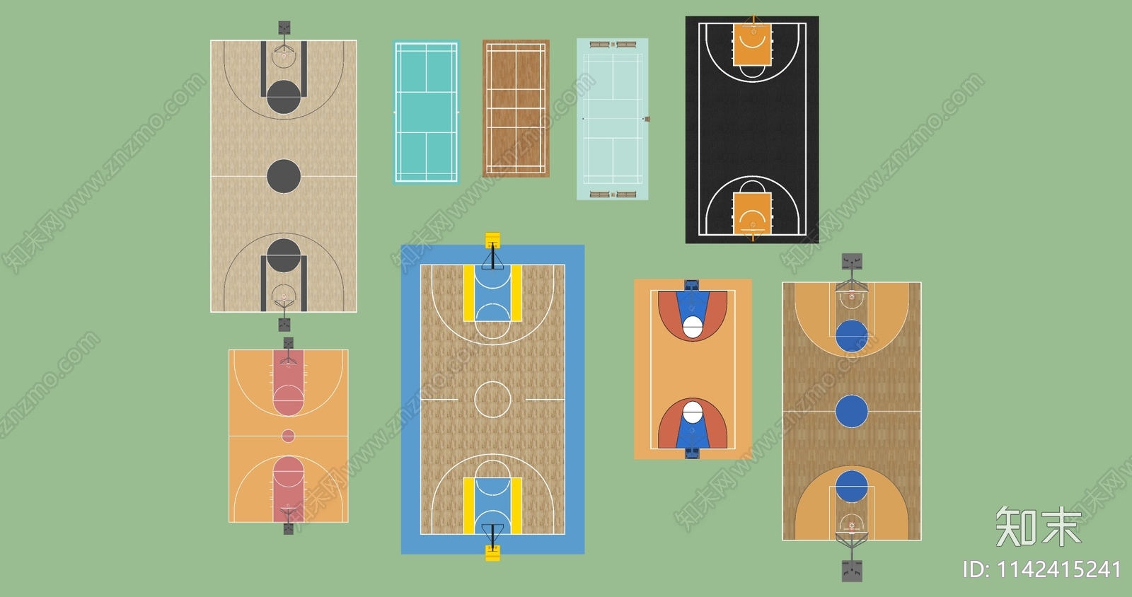 现代户外篮球场地SU模型下载【ID:1142415241】