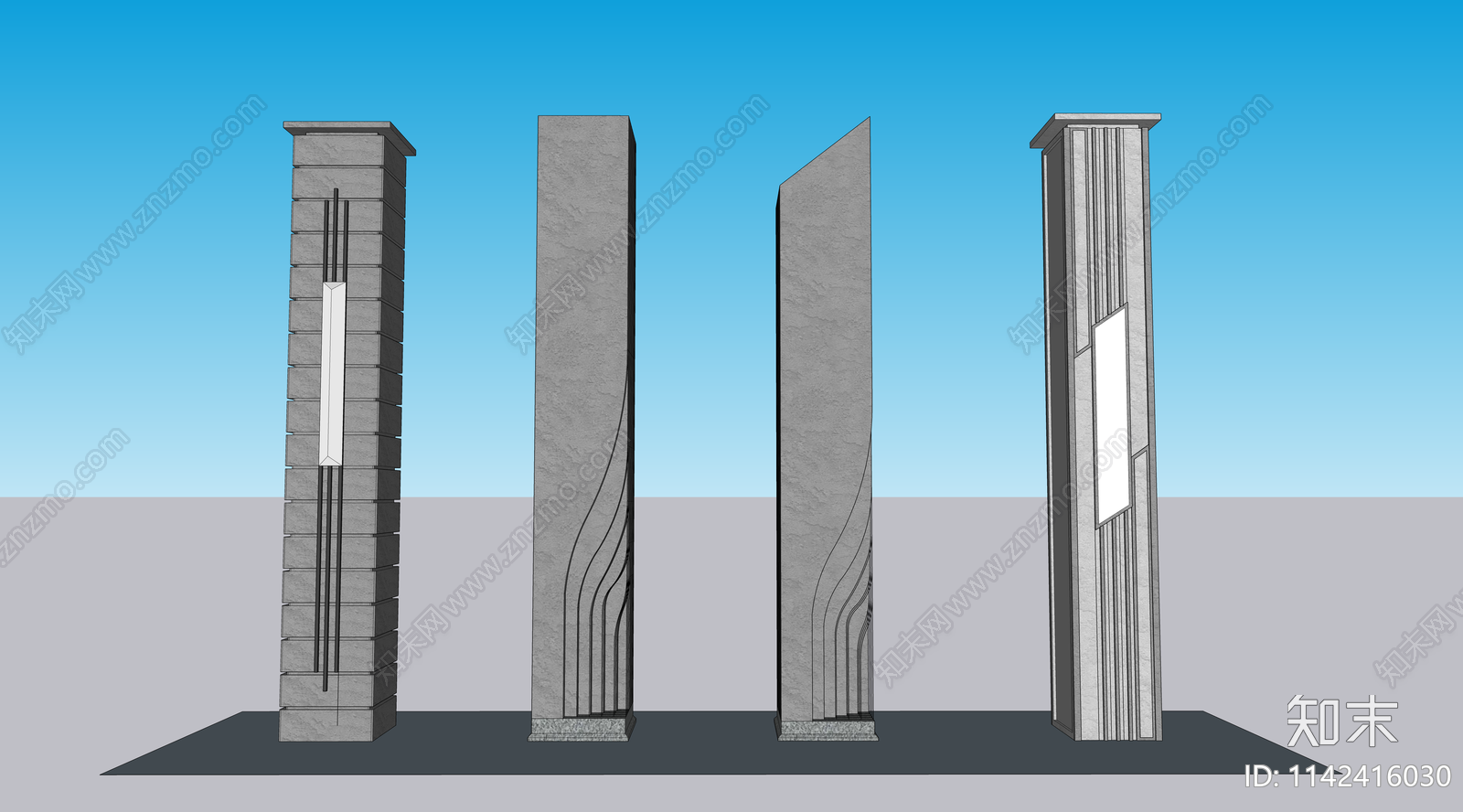 现代石柱SU模型下载【ID:1142416030】