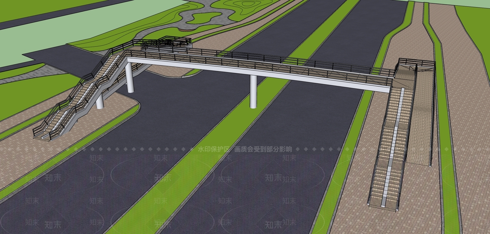 现代人行天桥SU模型下载【ID:1142420415】