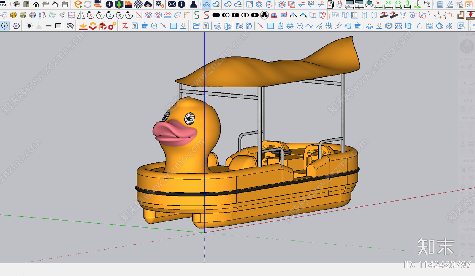 大黄鸭船游乐船公园船SU模型下载【ID:1142420797】