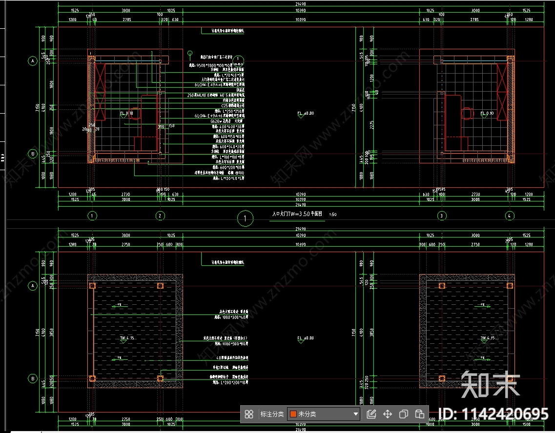 主入口大门电动推拉门详图施工图下载【ID:1142420695】