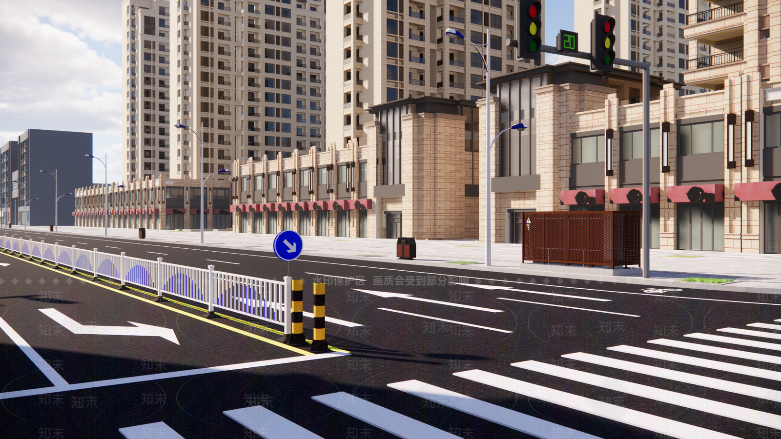 现代城市道路SU模型下载【ID:1142426366】