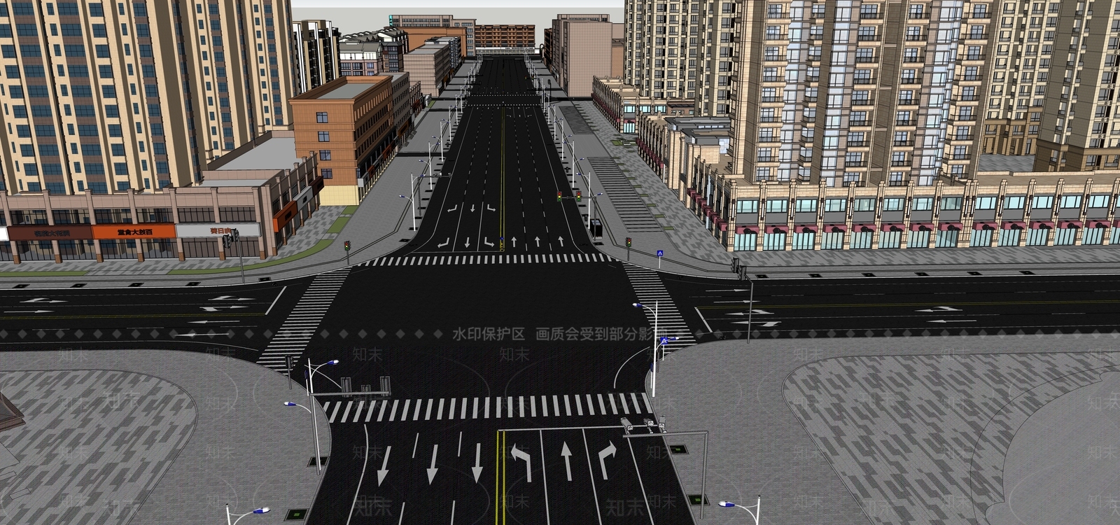 现代城市道路SU模型下载【ID:1142426366】