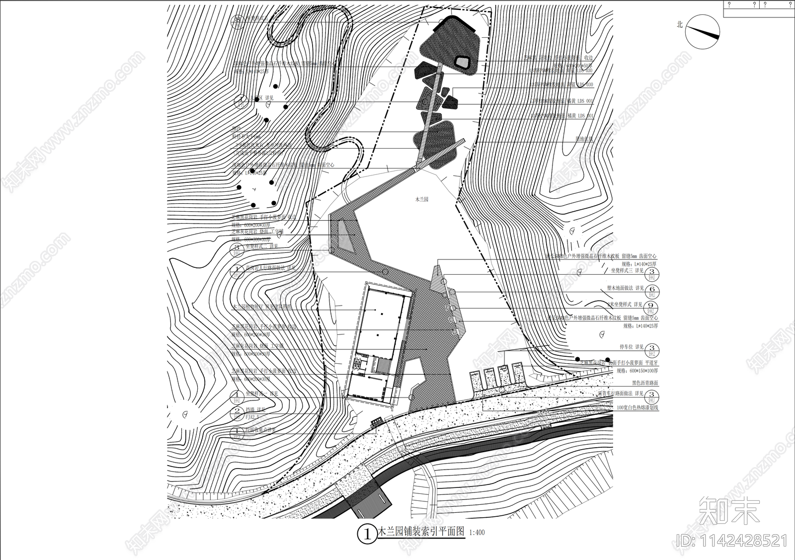 山地植物园景观平面图施工图下载【ID:1142428521】
