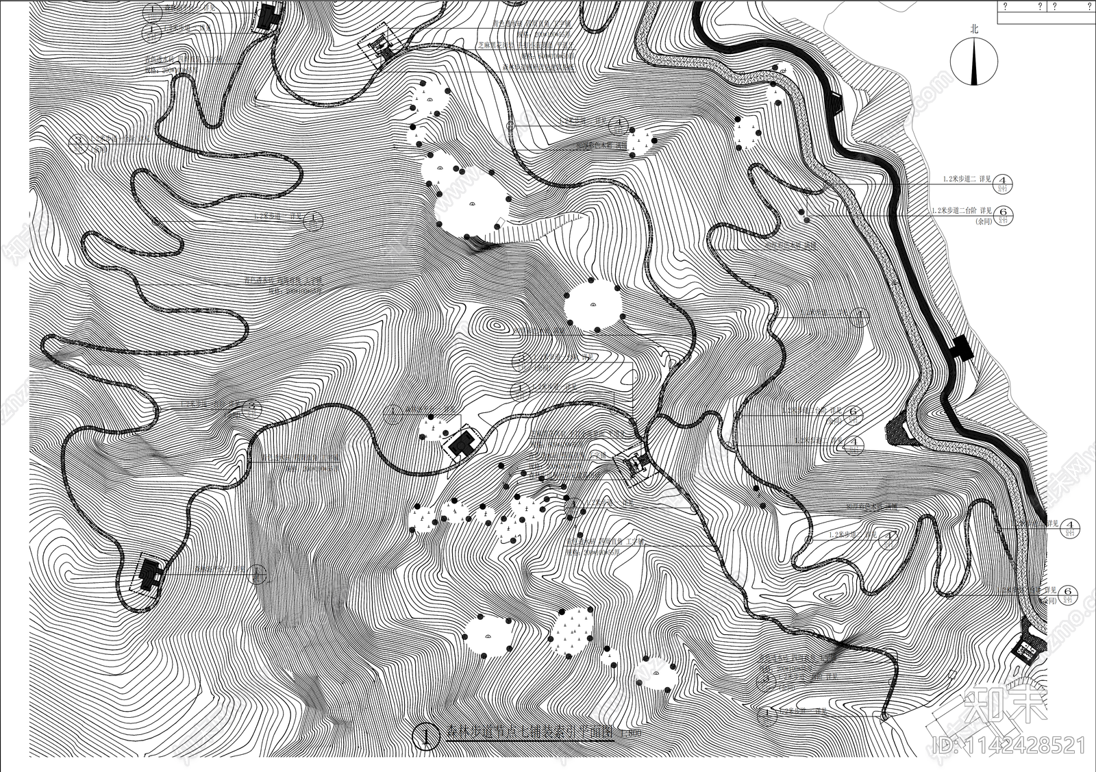 山地植物园景观平面图施工图下载【ID:1142428521】