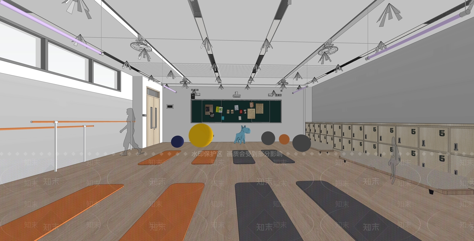 现代舞蹈室SU模型下载【ID:1142432761】