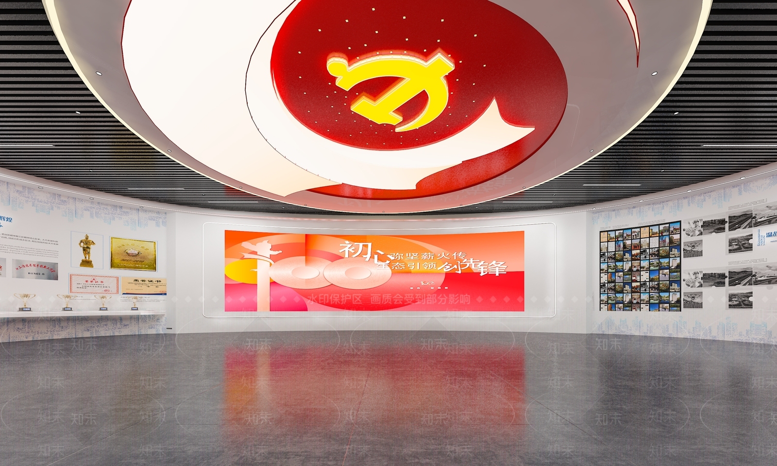 现代党建展厅SU模型下载【ID:1142435543】