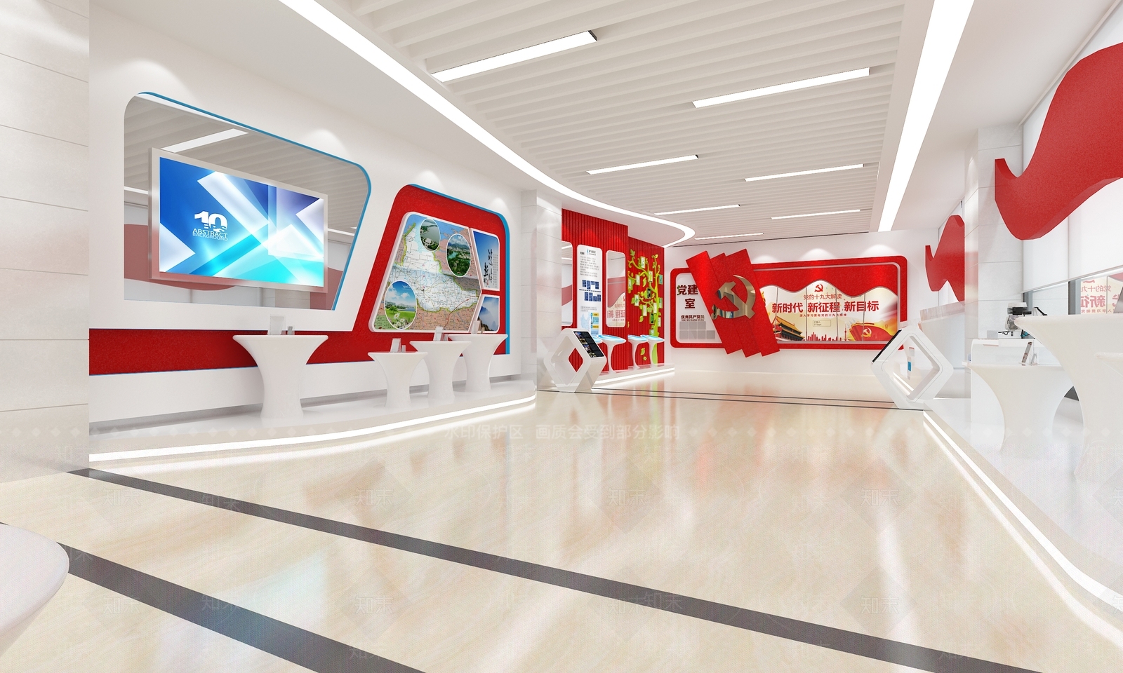 现代党建展厅SU模型下载【ID:1142435511】