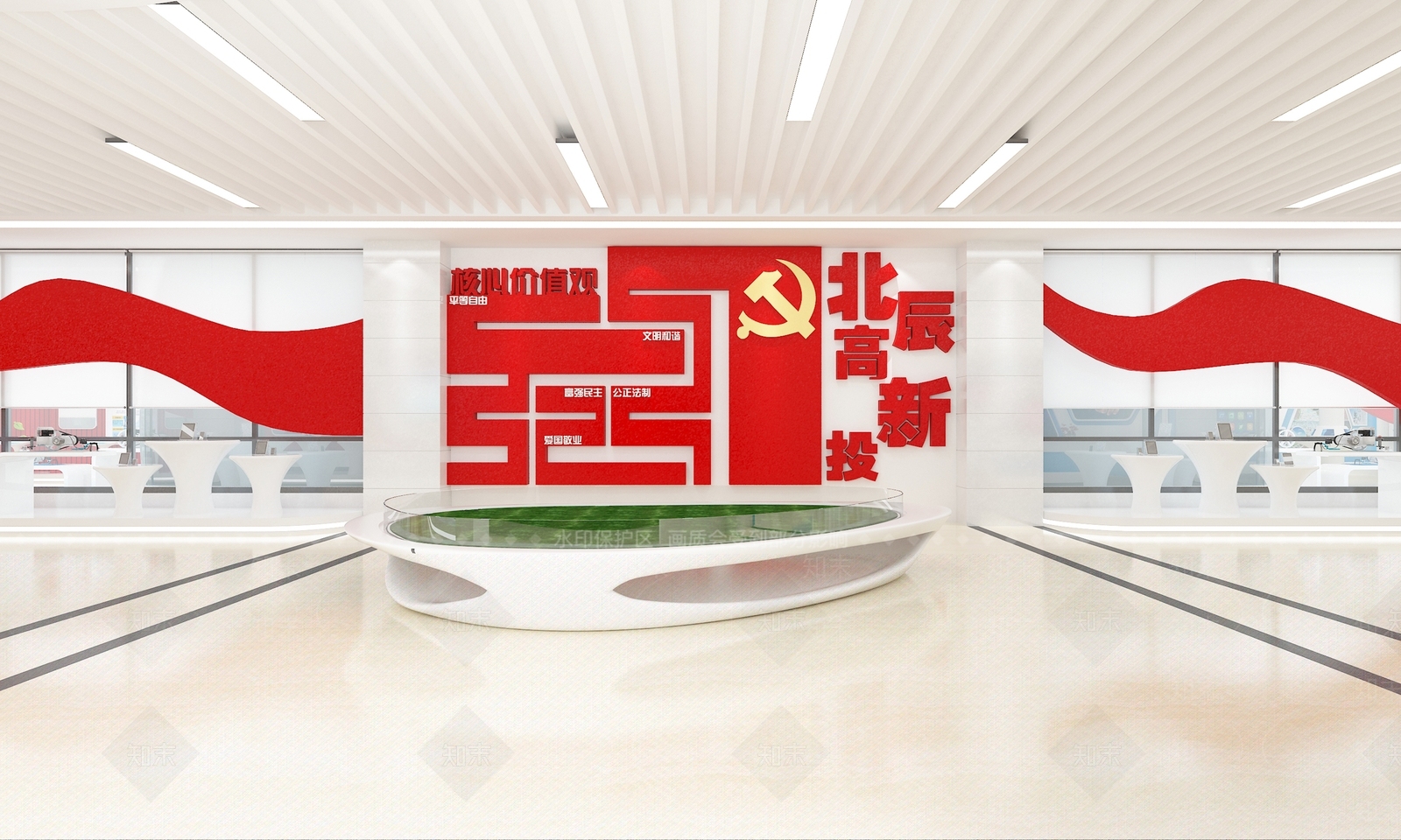 现代党建展厅SU模型下载【ID:1142435511】