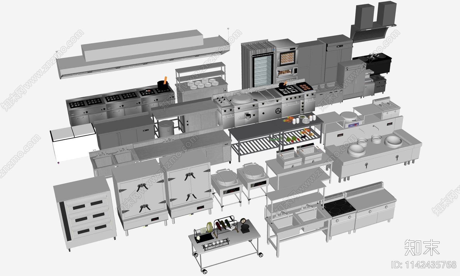 现代餐饮后厨SU模型下载【ID:1142435768】