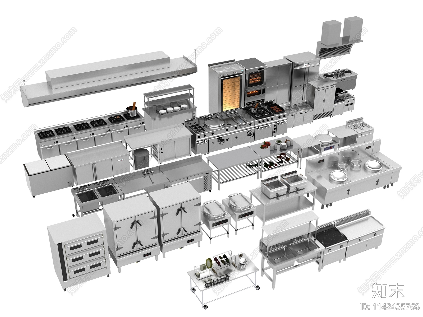 现代餐饮后厨SU模型下载【ID:1142435768】