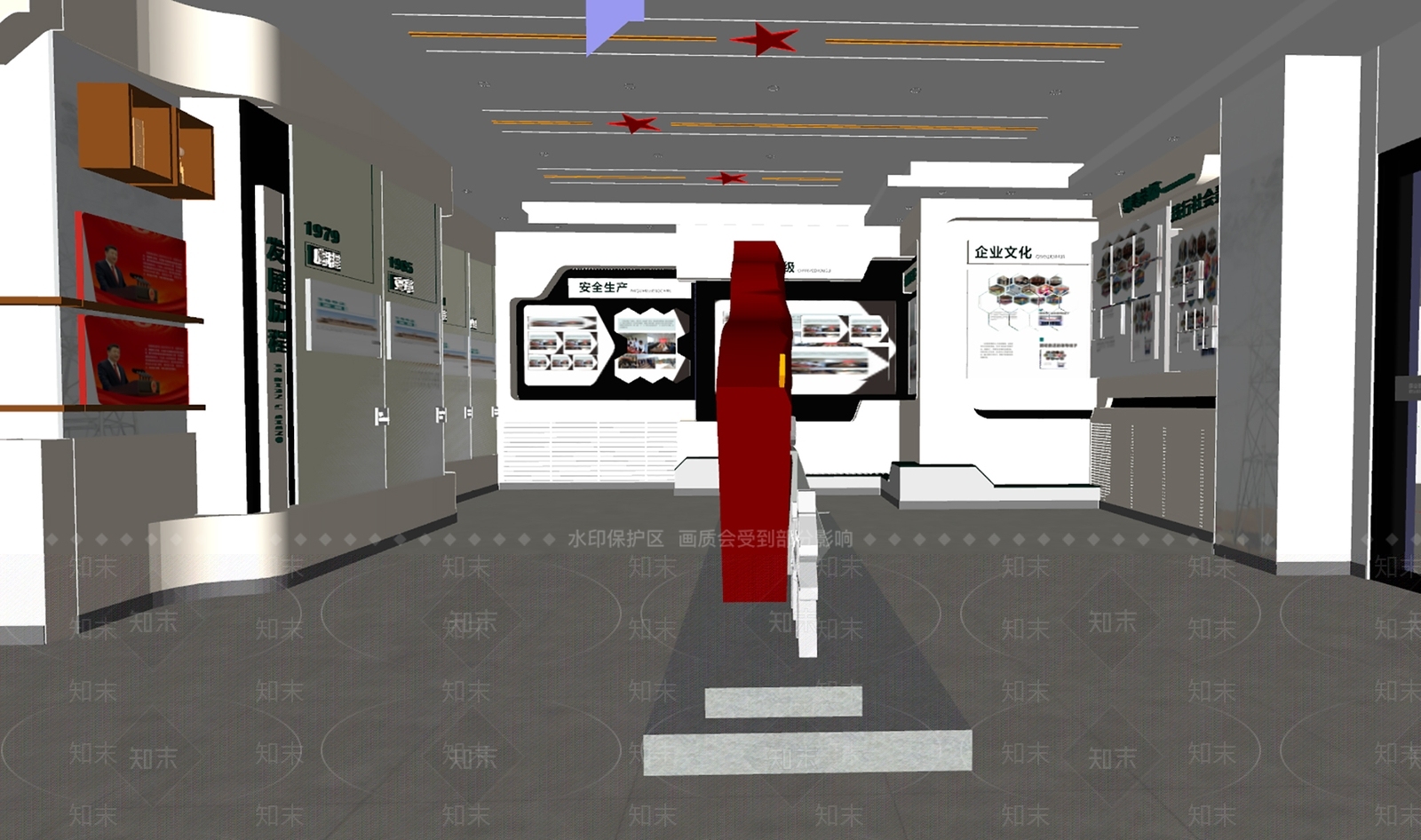 现代企业党建展厅SU模型下载【ID:1142435799】