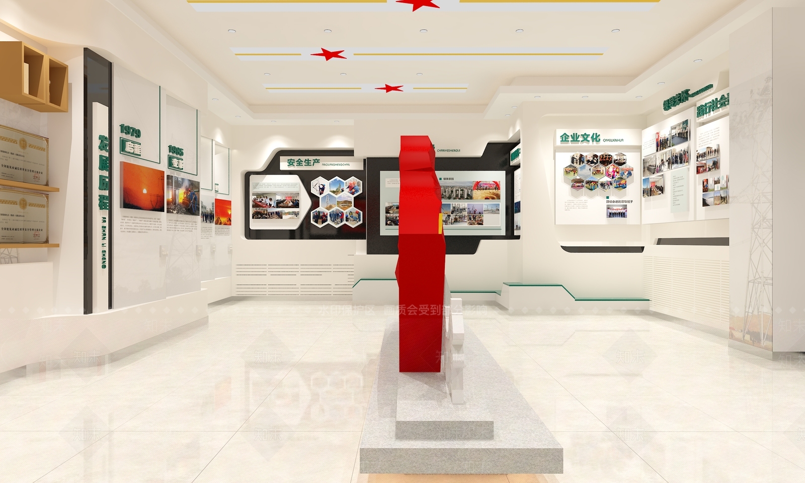 现代企业党建展厅SU模型下载【ID:1142435799】
