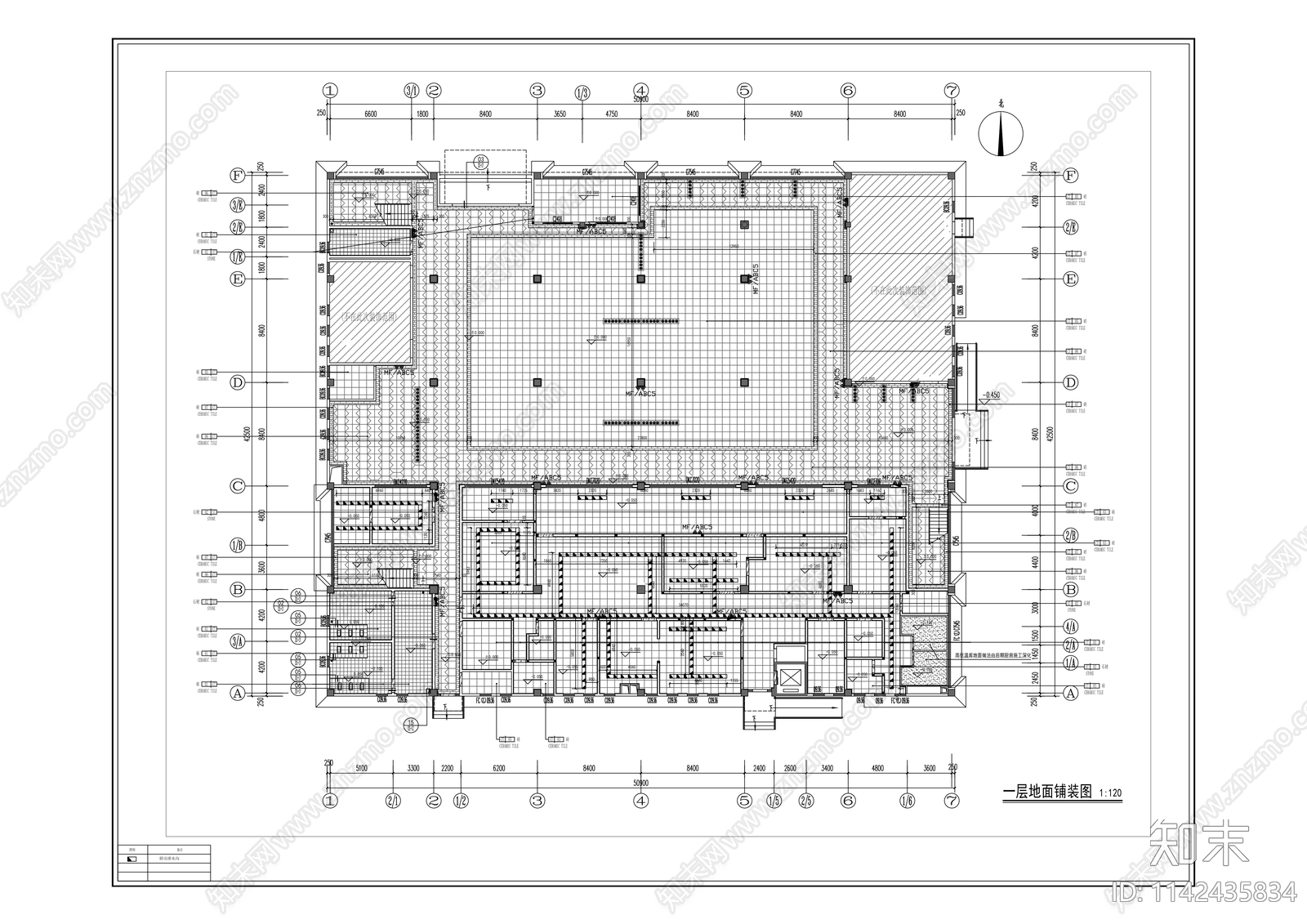 惠普餐饮中心装修工程cad施工图下载【ID:1142435834】