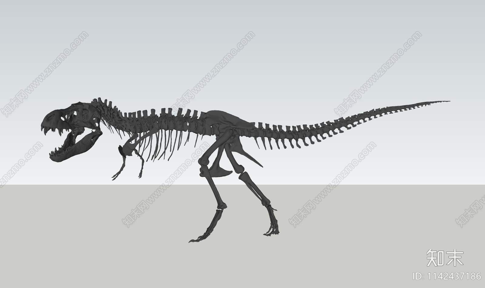 现代恐龙骨架雕塑摆件SU模型下载【ID:1142437186】