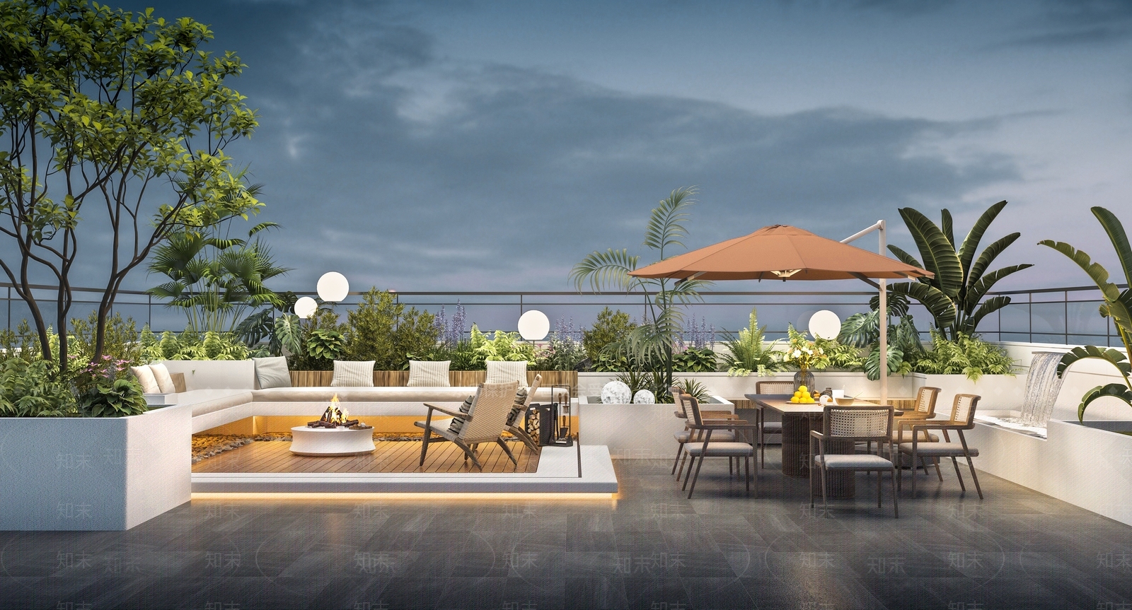 现代屋顶花园景观3D模型下载【ID:1142437631】