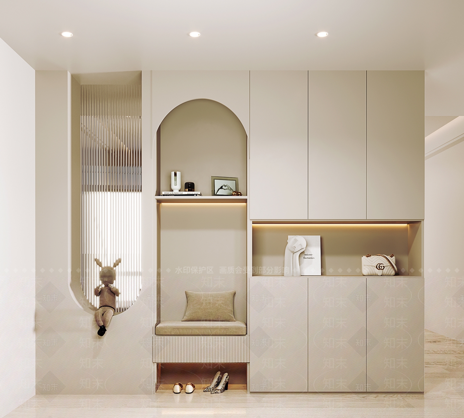 现代玄关隔断鞋柜3D模型下载【ID:1142439193】