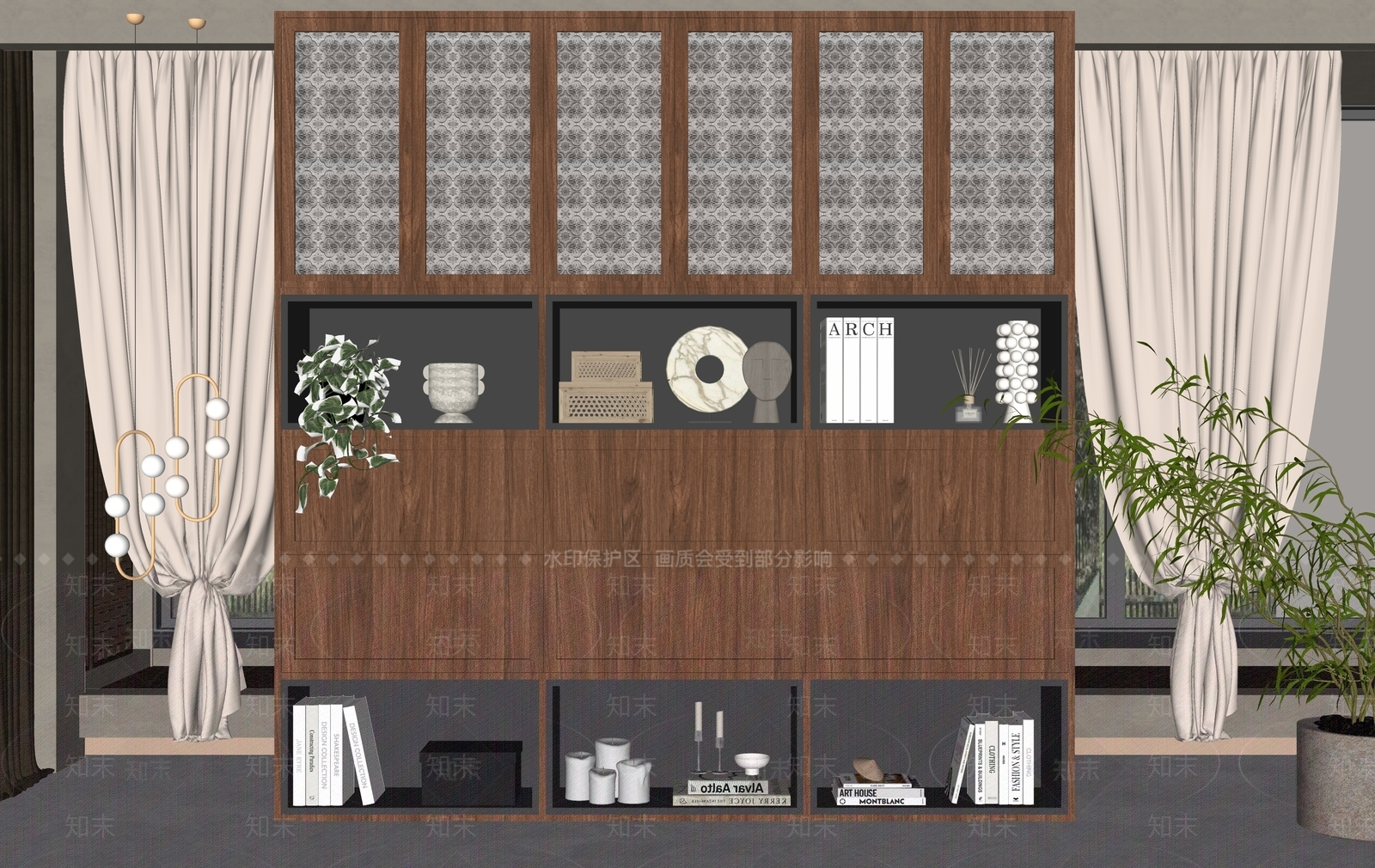 简欧储物柜SU模型下载【ID:1142439086】