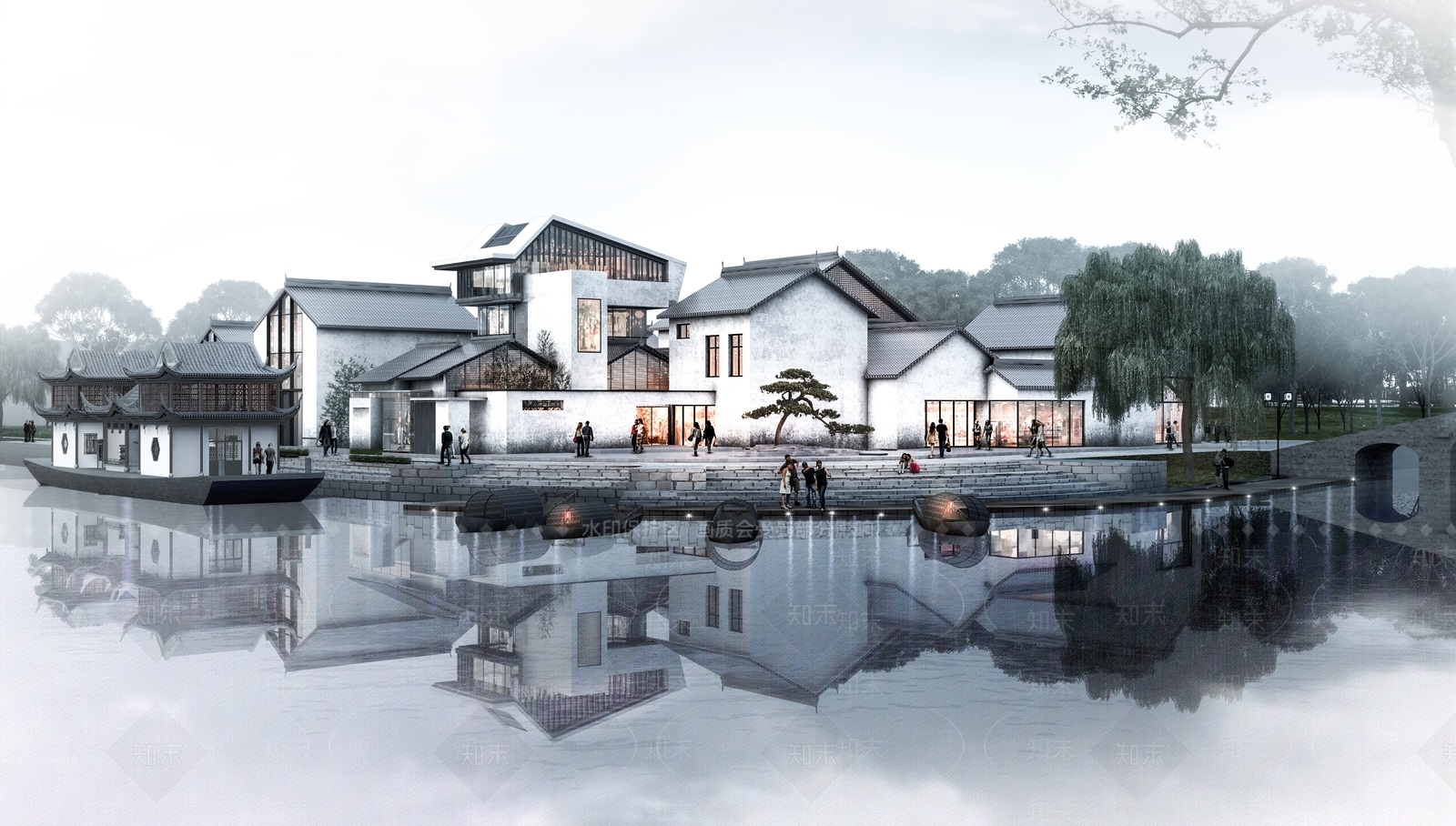 中式美丽乡村SU模型下载【ID:1142558837】