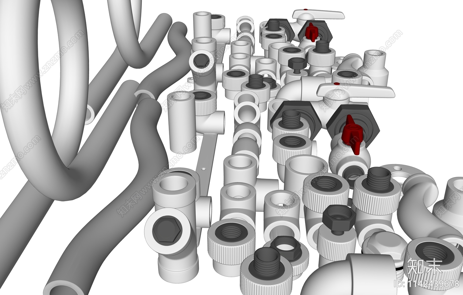 现代PPR三通球阀水管道SU模型下载【ID:1142439678】