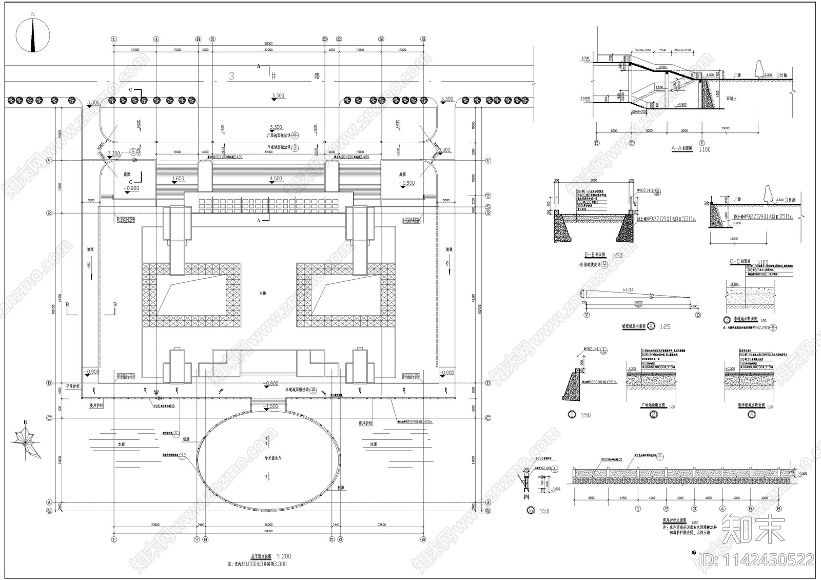 教学楼加报告厅全套建筑cad施工图下载【ID:1142450522】