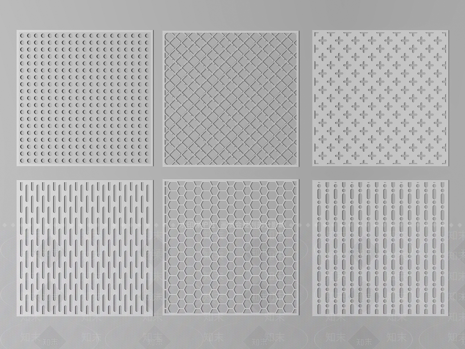 现代冲孔板铝扣板护墙板3D模型下载【ID:1142451005】