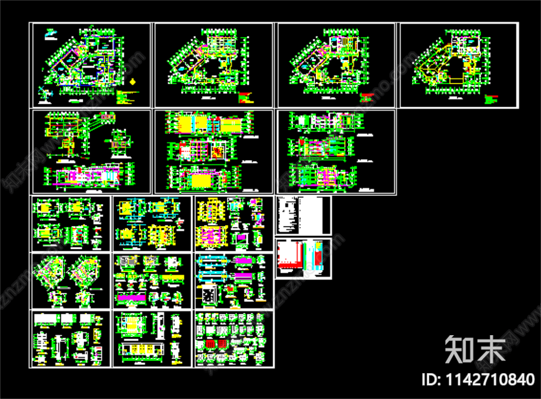 大学艺术楼建筑cad施工图下载【ID:1142710840】