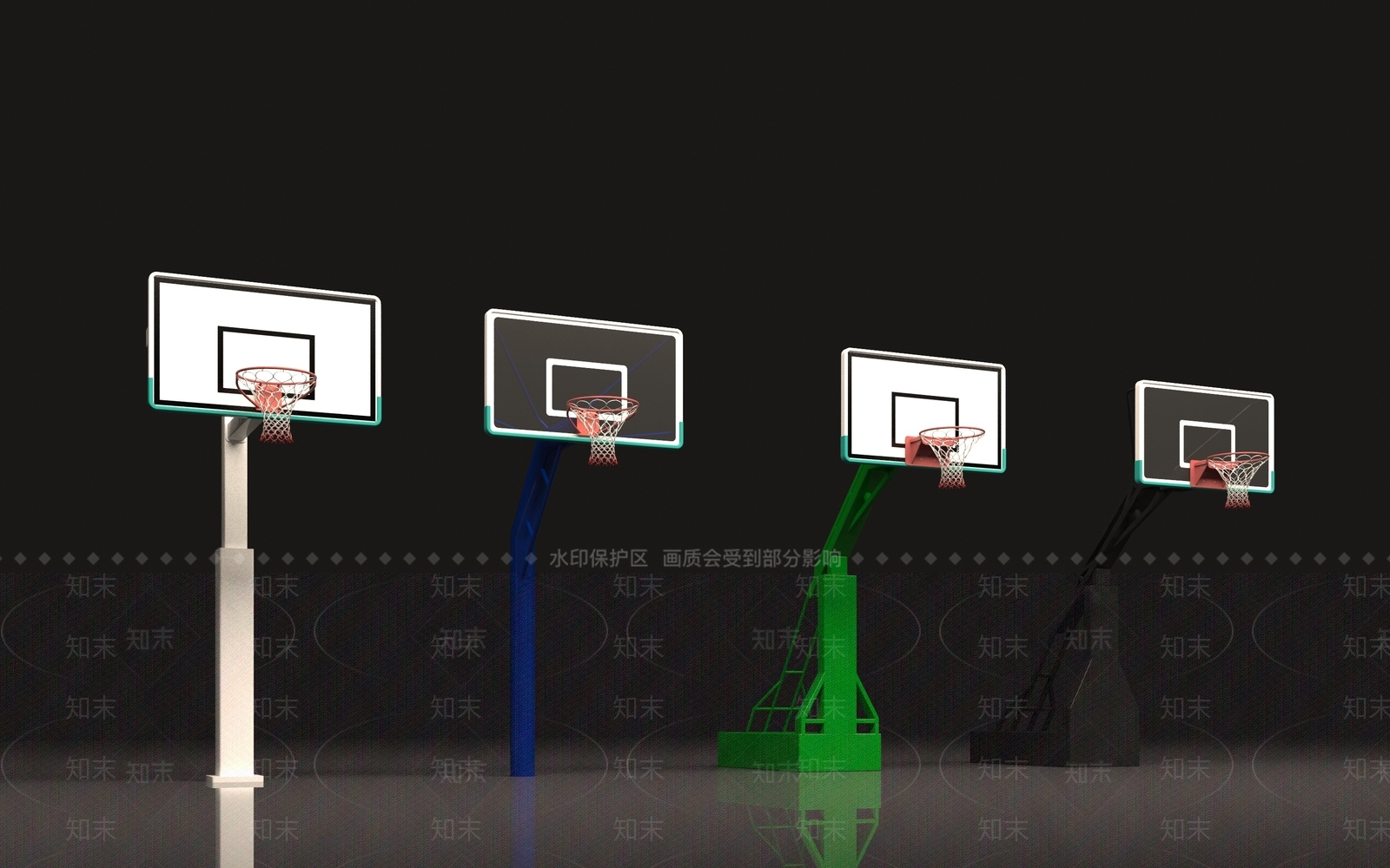 多个篮球架3D模型下载【ID:1142451801】