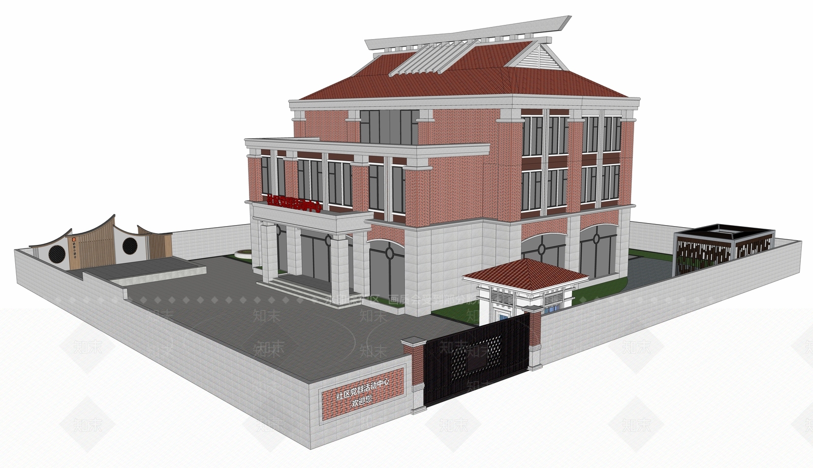 现代公共建筑SU模型下载【ID:1142452046】