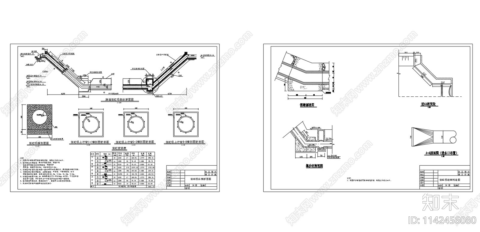 渠道倒虹吸节点cad施工图下载【ID:1142456080】