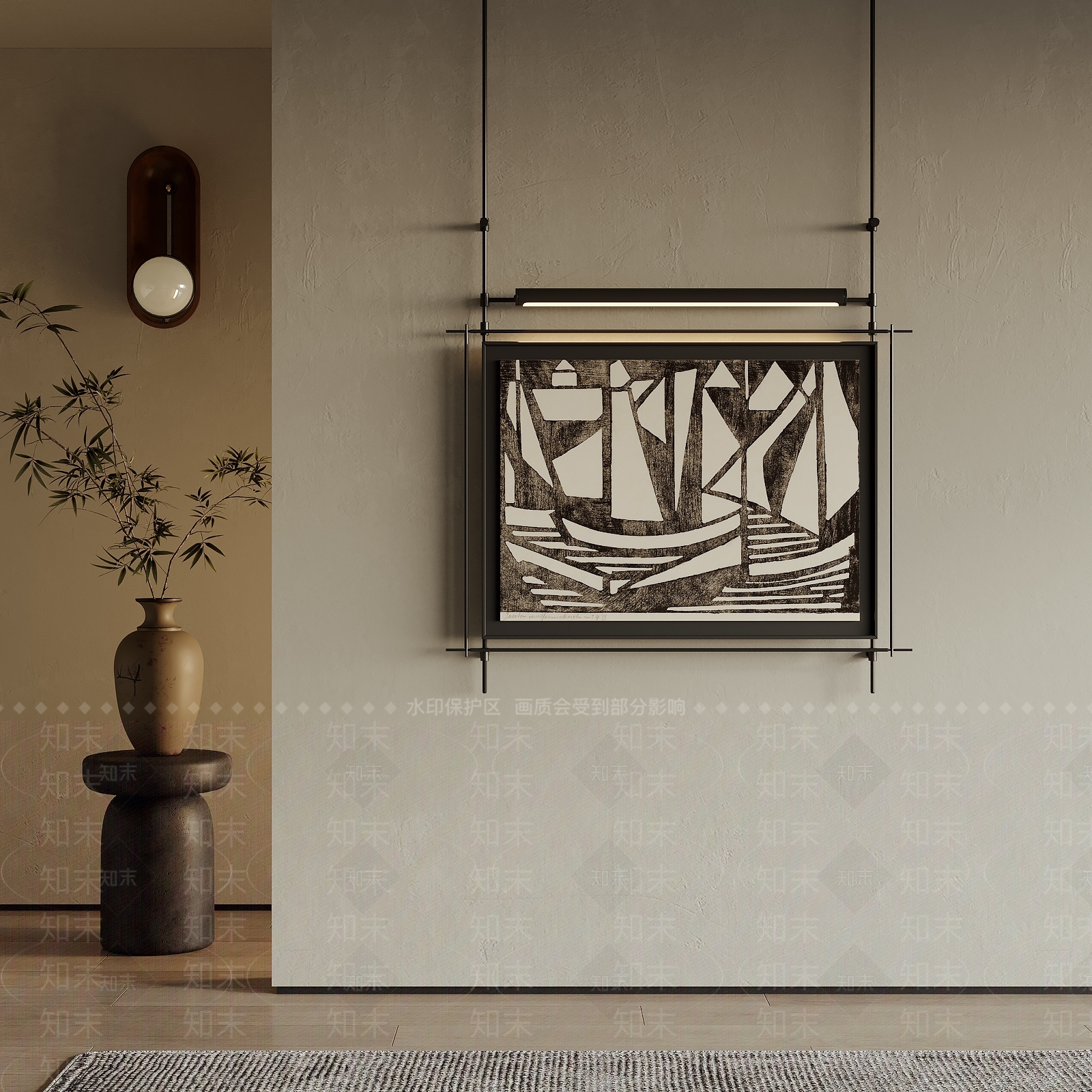 现代中古风装饰画3D模型下载【ID:1142457617】_知末3d模型网