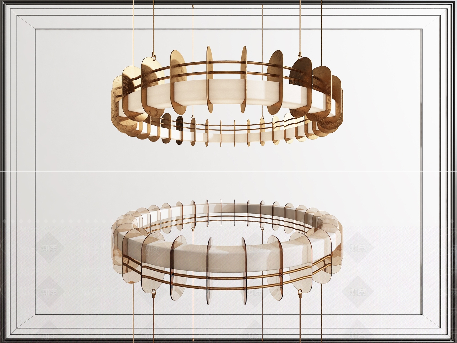 现代轻奢圆形吊灯3D模型下载【ID:1142459816】