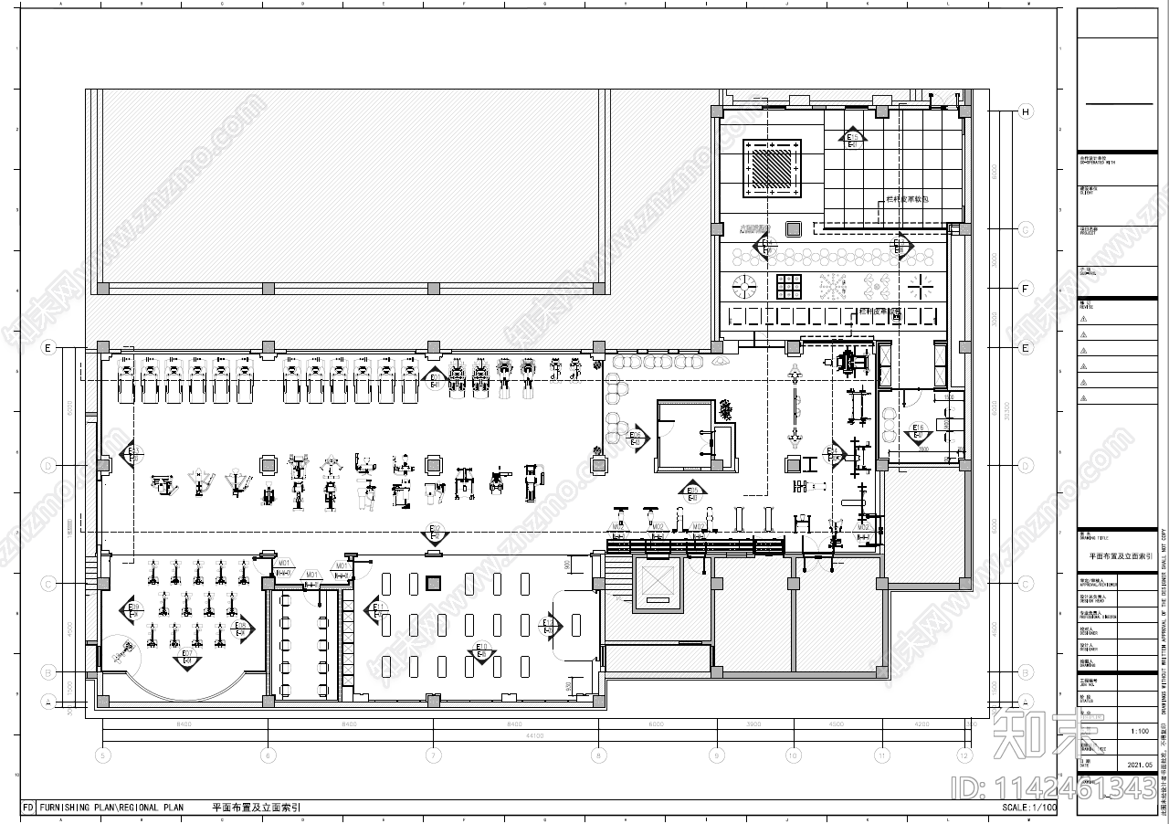 健身房cad施工图下载【ID:1142461343】