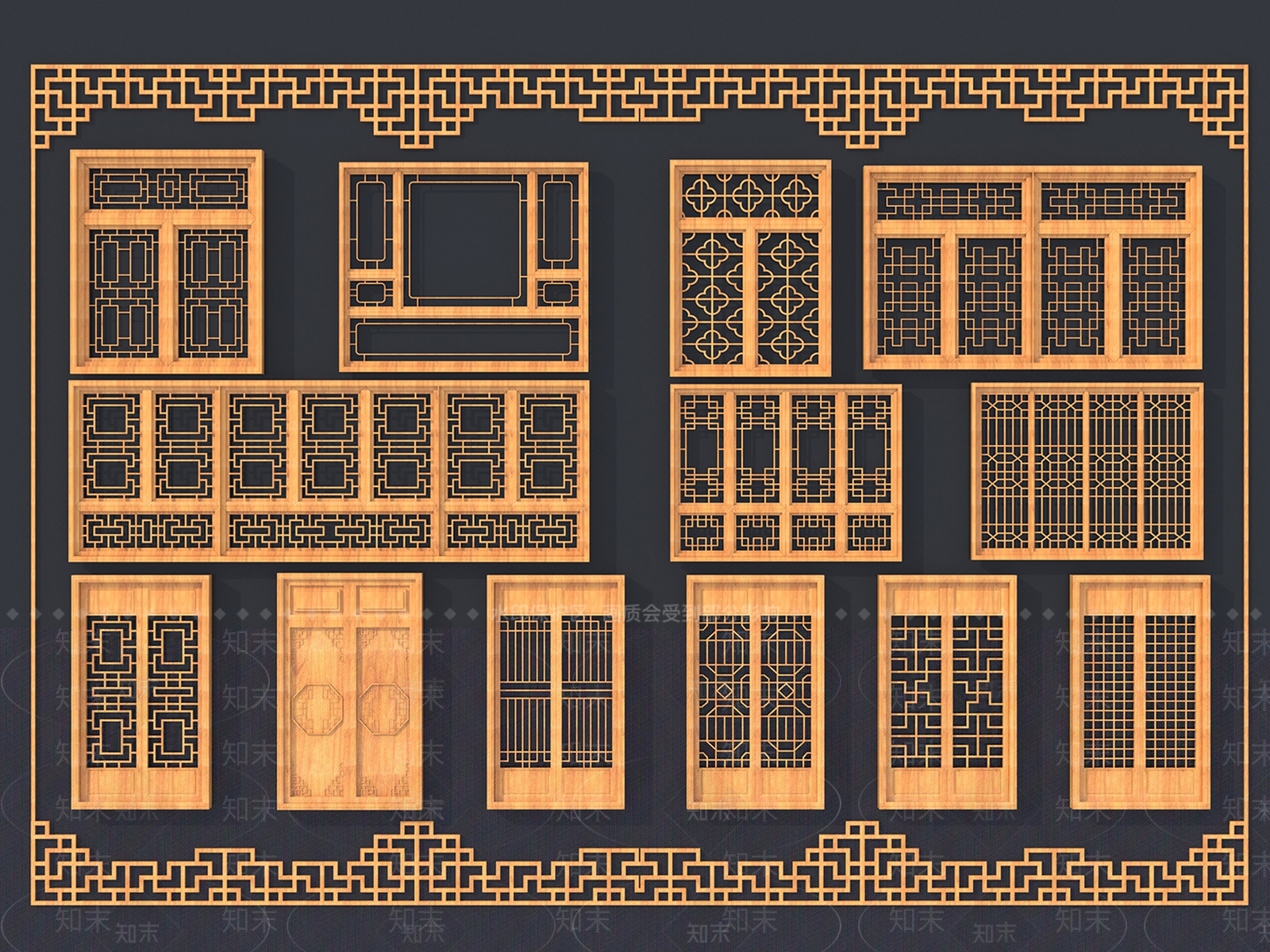 仿古中式窗花3D模型下载【ID:1142476053】