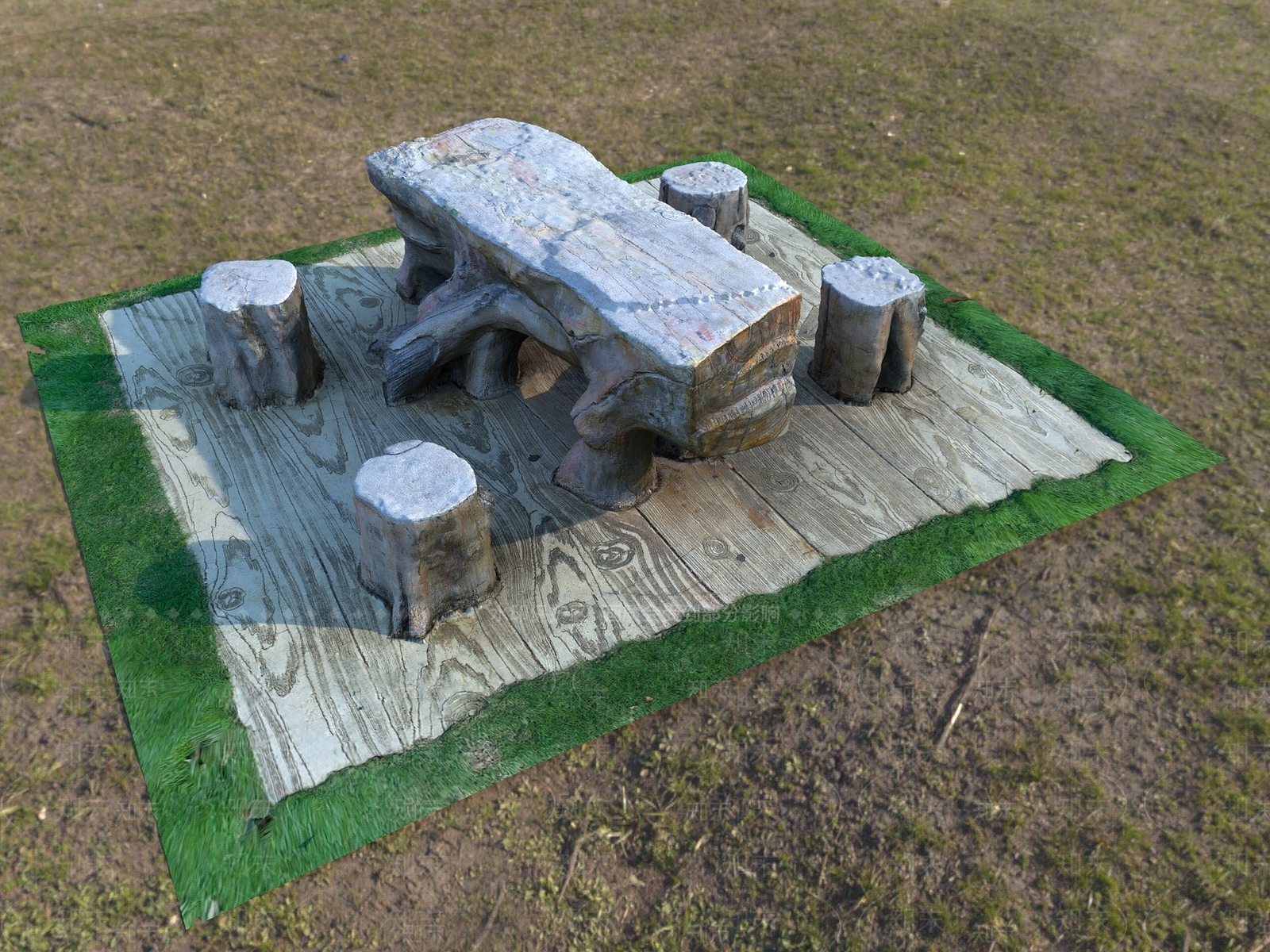 户外水泥艺术石凳3D模型下载【ID:1142461911】