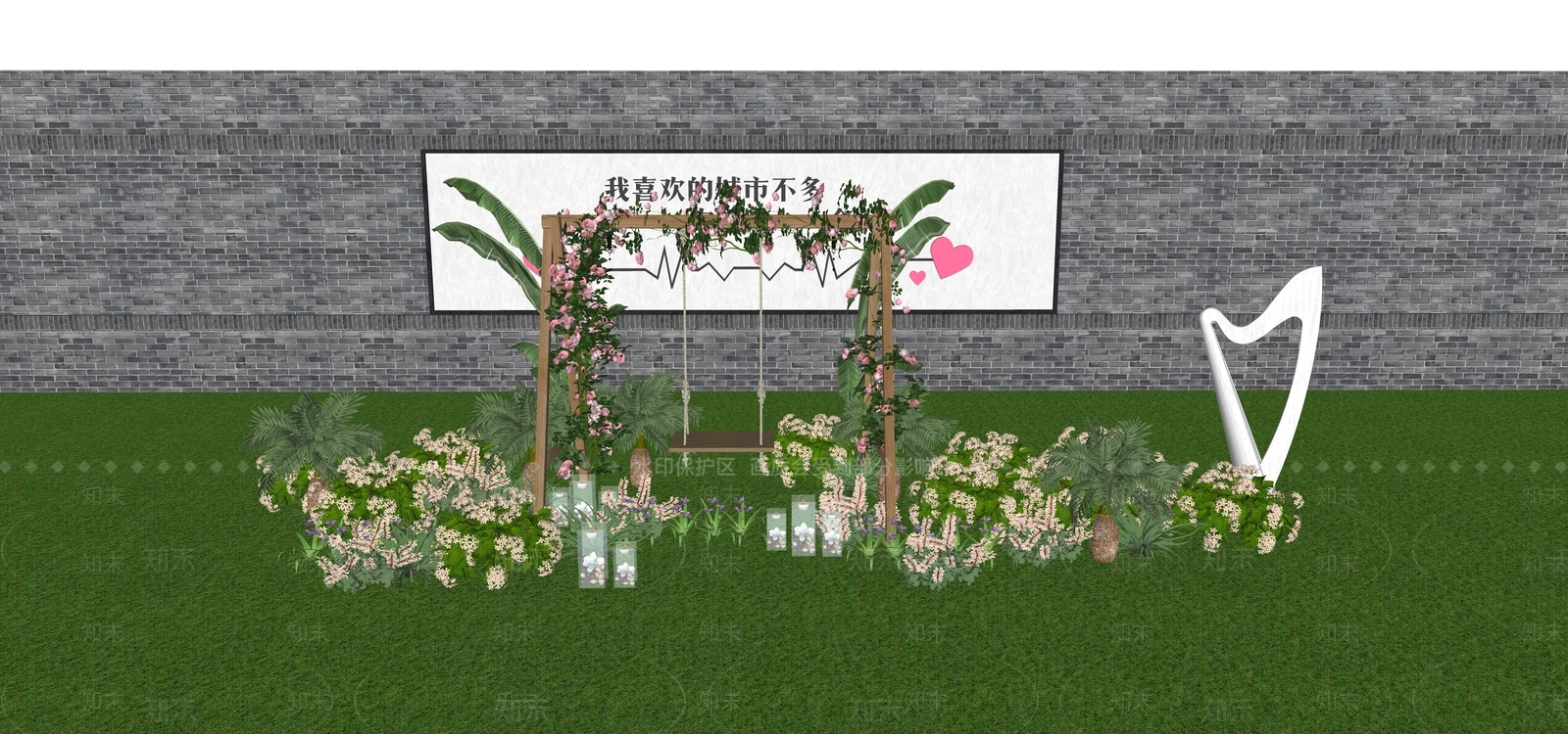 现代美丽乡村网红秋千SU模型下载【ID:1142464564】