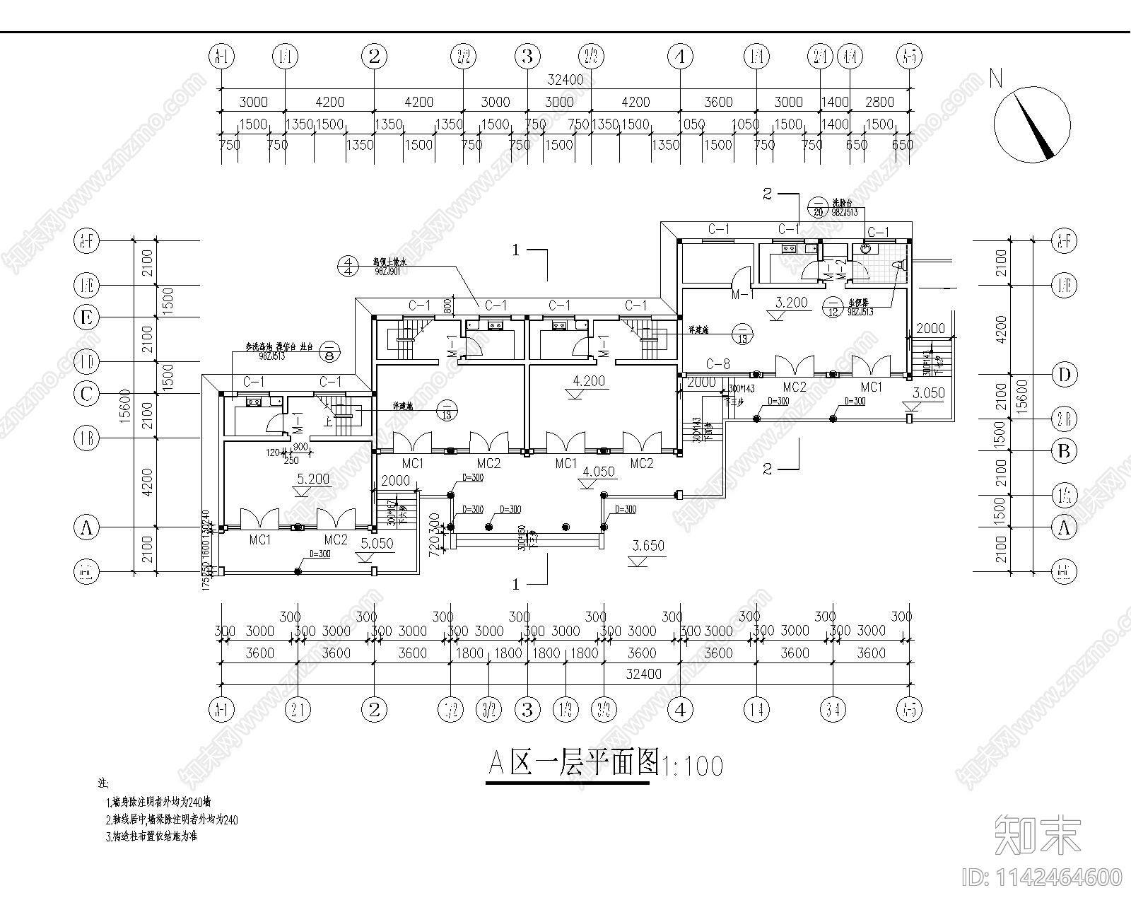仿古商业建筑cad施工图下载【ID:1142464600】