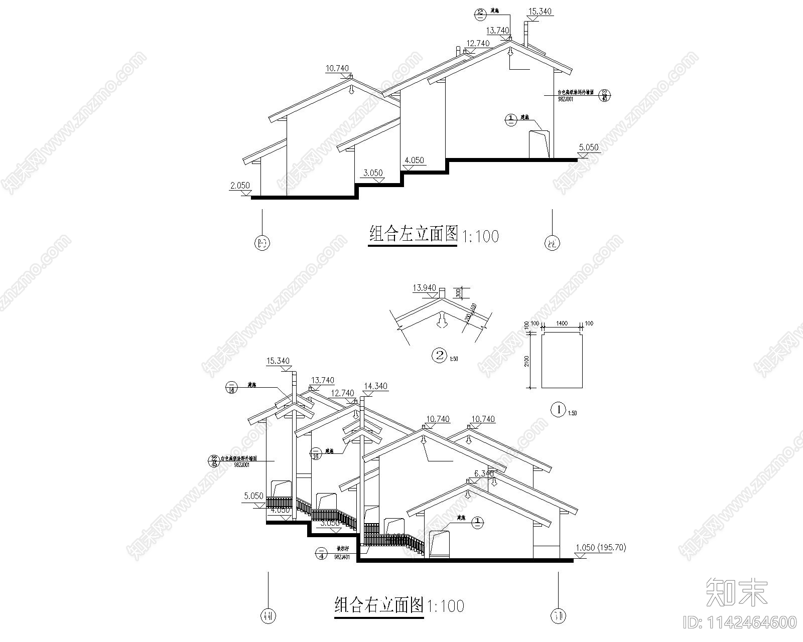 仿古商业建筑cad施工图下载【ID:1142464600】