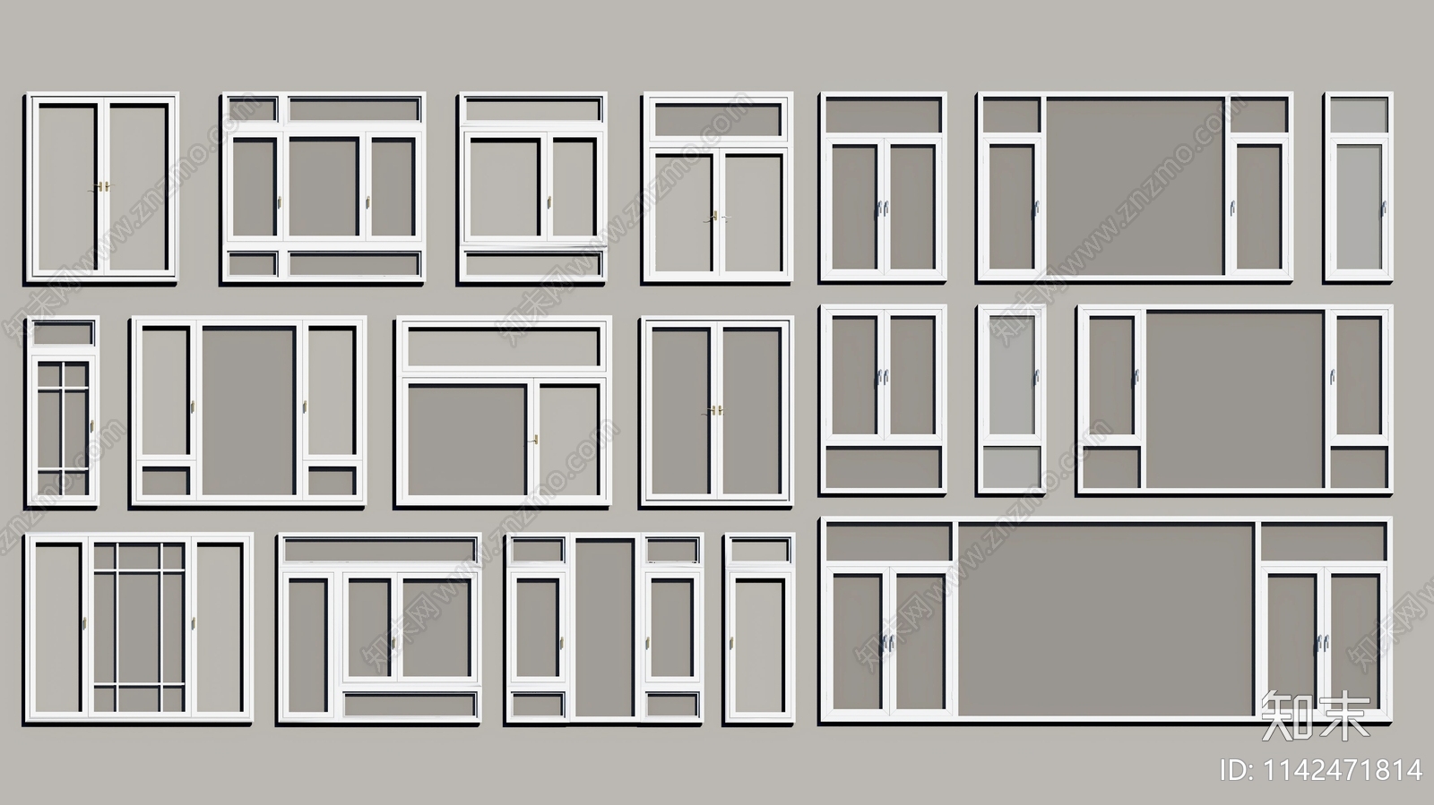 现代窗户组合SU模型下载【ID:1142471814】