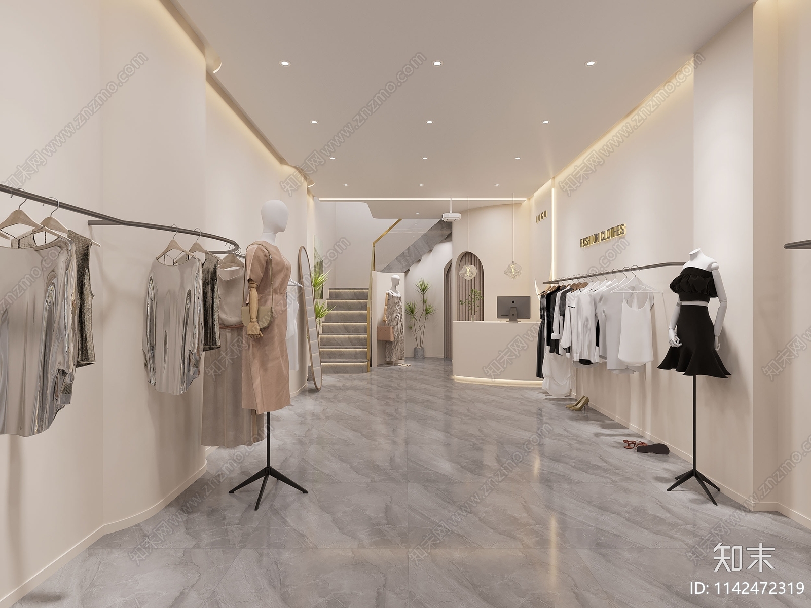 现代服装鞋店3D模型下载【ID:1142472319】