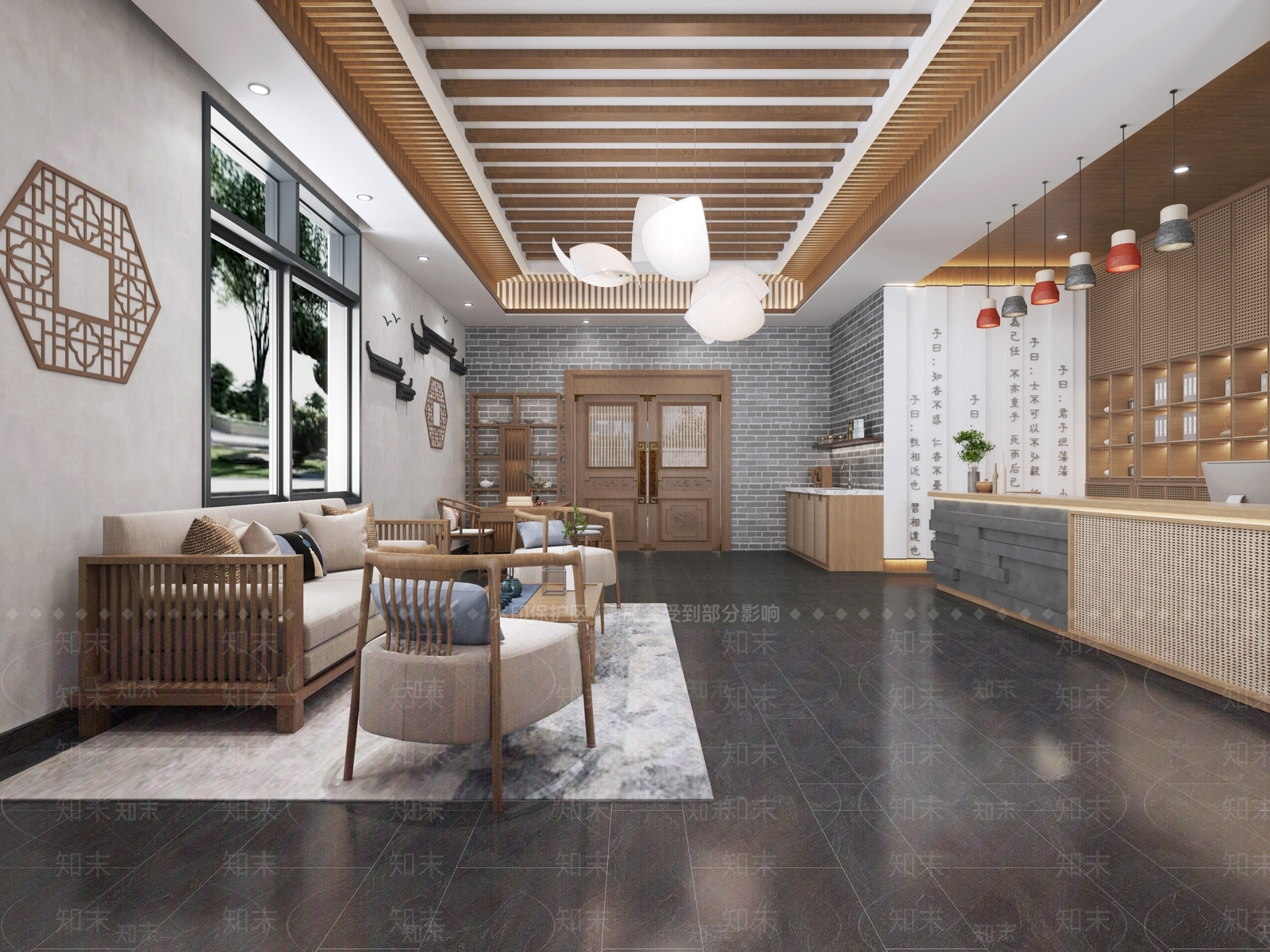 民宿酒店大堂3D模型下载【ID:1142474619】_知末3d模型网