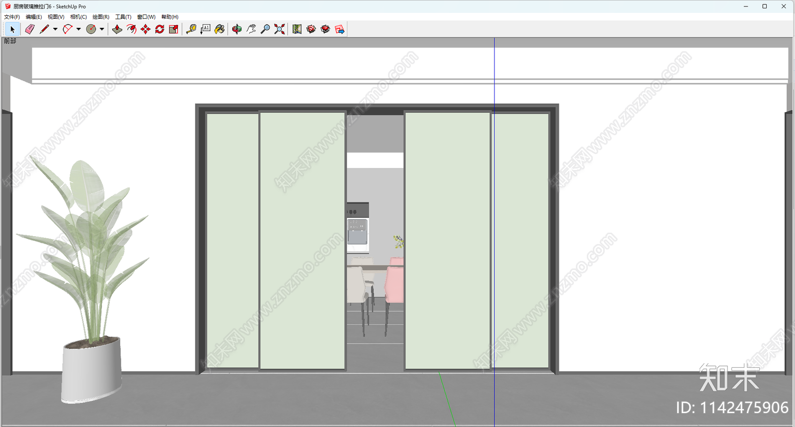 现代玻璃推拉门SU模型下载【ID:1142475906】