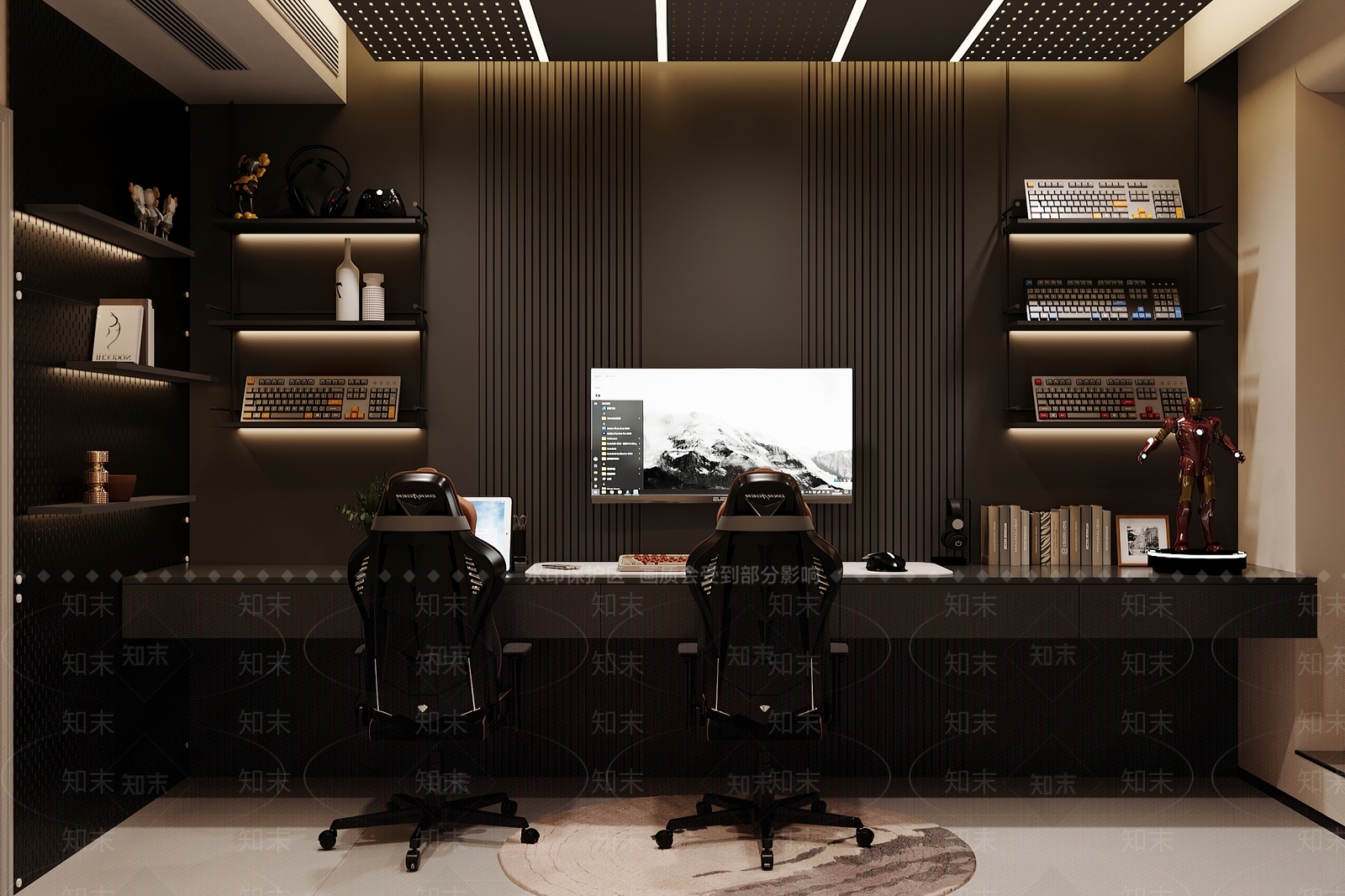 黑白灰电竞房3D模型下载【ID:1142478604】